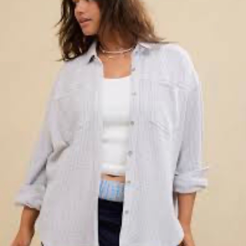 American Eagle womens anytime fave waffle Gray Shirt size medium